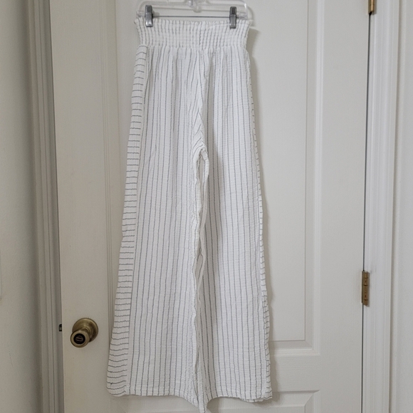 Joie (Size M) Striped Pattern Gauze High Smocked Waistband Wide Leg Pants - Picture 4 of 15